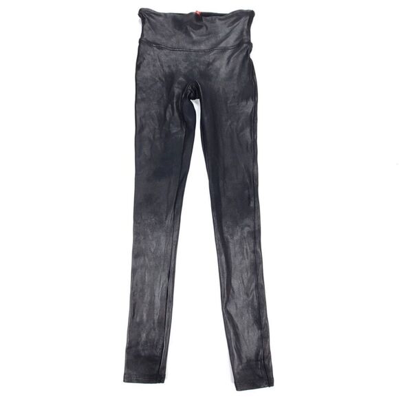 SPANX Faux Leather High Rise Slim Compression Leggings Womens Medium Vegan Black - Picture 1 of 8